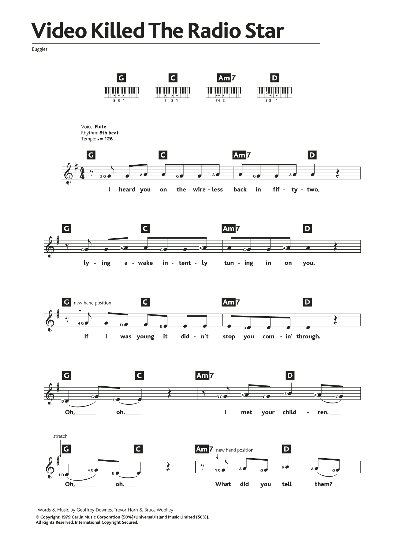 Download Buggles Video Killed The Radio Star Sheet Music and learn how to play Guitar Chords/Lyrics PDF digital score in minutes