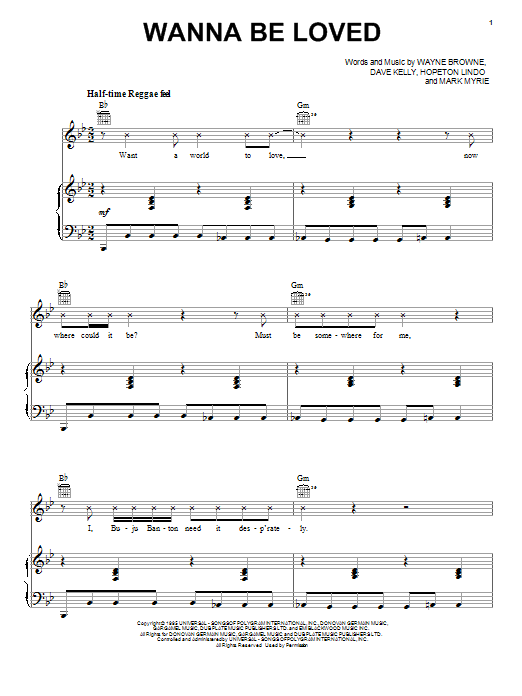 Download Buju Banton Wanna Be Loved Sheet Music and learn how to play Piano, Vocal & Guitar (Right-Hand Melody) PDF digital score in minutes