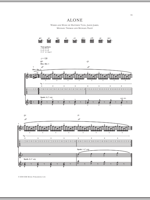 Download Bullet For My Valentine Alone Sheet Music and learn how to play Guitar Tab PDF digital score in minutes