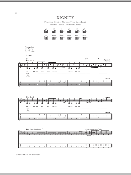 Download Bullet For My Valentine Dignity Sheet Music and learn how to play Guitar Tab PDF digital score in minutes