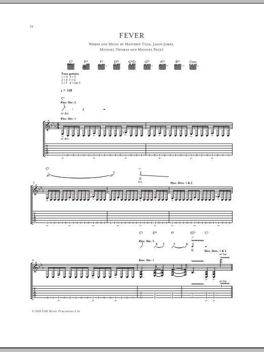 Download Bullet For My Valentine Fever Sheet Music and learn how to play Guitar Tab PDF digital score in minutes