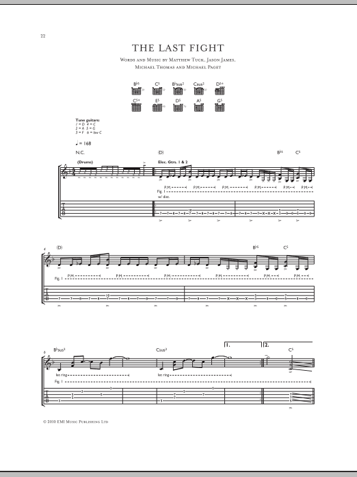 Download Bullet For My Valentine The Last Fight Sheet Music and learn how to play Guitar Tab PDF digital score in minutes