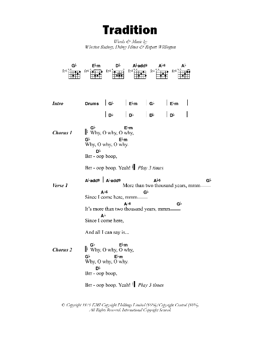 Download Burning Spear Tradition Sheet Music and learn how to play Lyrics & Chords PDF digital score in minutes