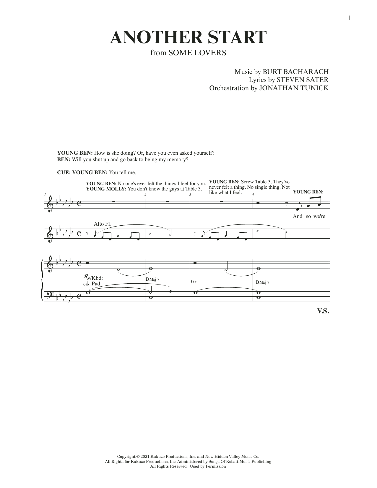 Download Burt Bacharach & Steven Sater Another Start (from Some Lovers) Sheet Music and learn how to play Piano & Vocal PDF digital score in minutes