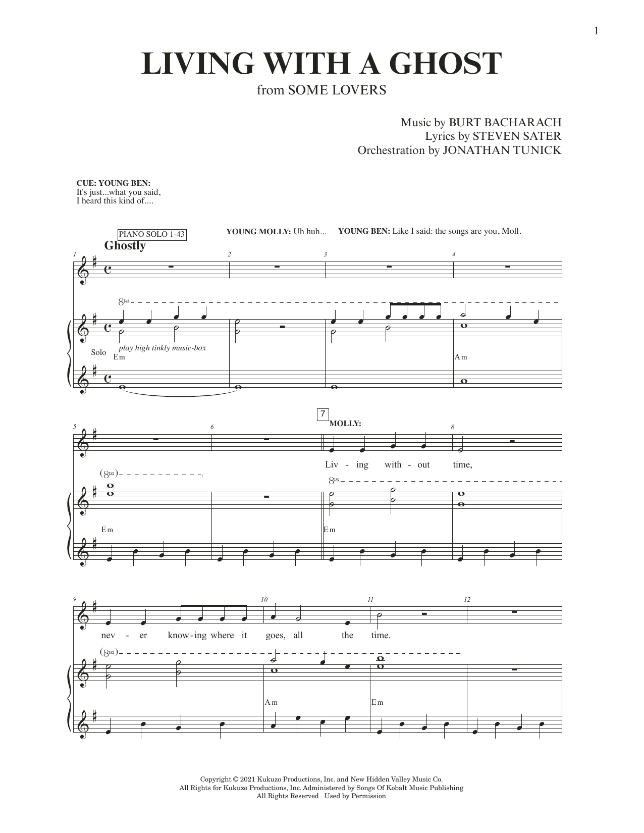 Download Burt Bacharach & Steven Sater Living With A Ghost (from Some Lovers) Sheet Music and learn how to play Piano & Vocal PDF digital score in minutes