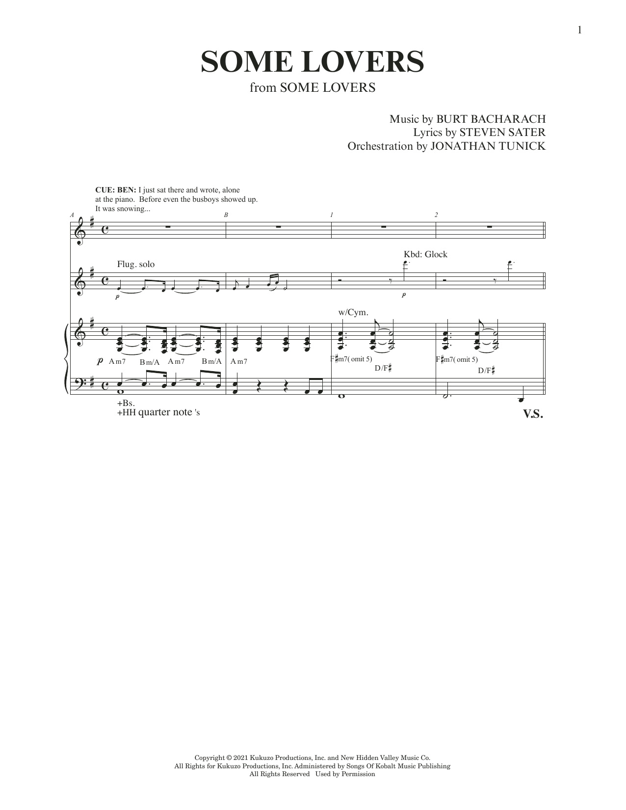 Download Burt Bacharach & Steven Sater Some Lovers (from Some Lovers) Sheet Music and learn how to play Piano & Vocal PDF digital score in minutes