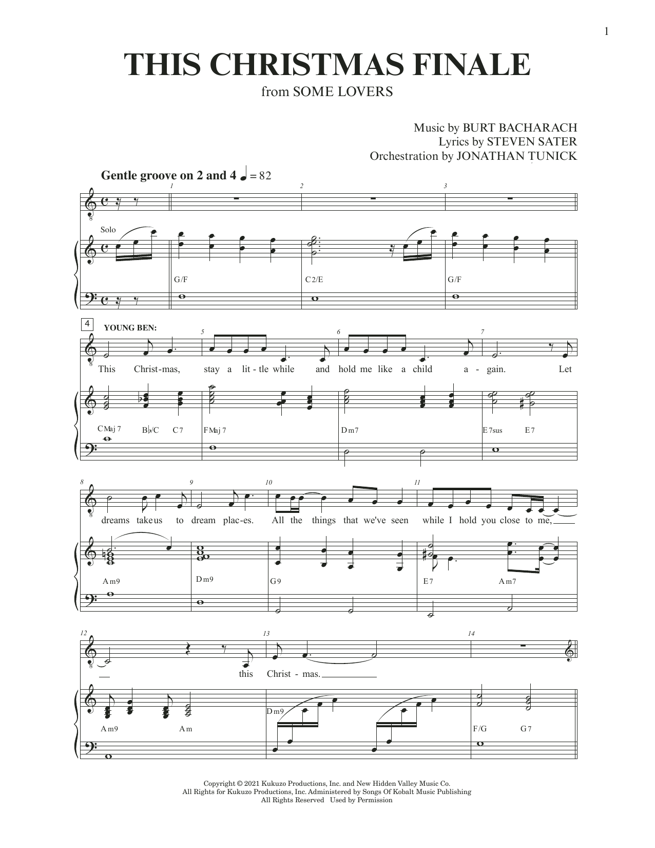 Download Burt Bacharach & Steven Sater This Christmas Finale (from Some Lovers) Sheet Music and learn how to play Piano & Vocal PDF digital score in minutes