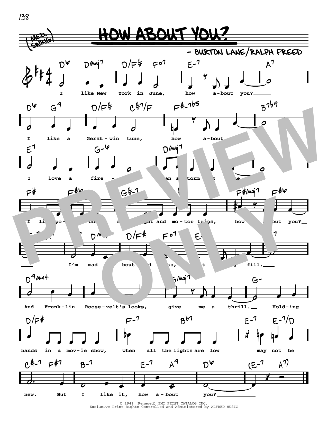 Download Burton Lane How About You? (Low Voice) Sheet Music and learn how to play Real Book – Melody, Lyrics & Chords PDF digital score in minutes