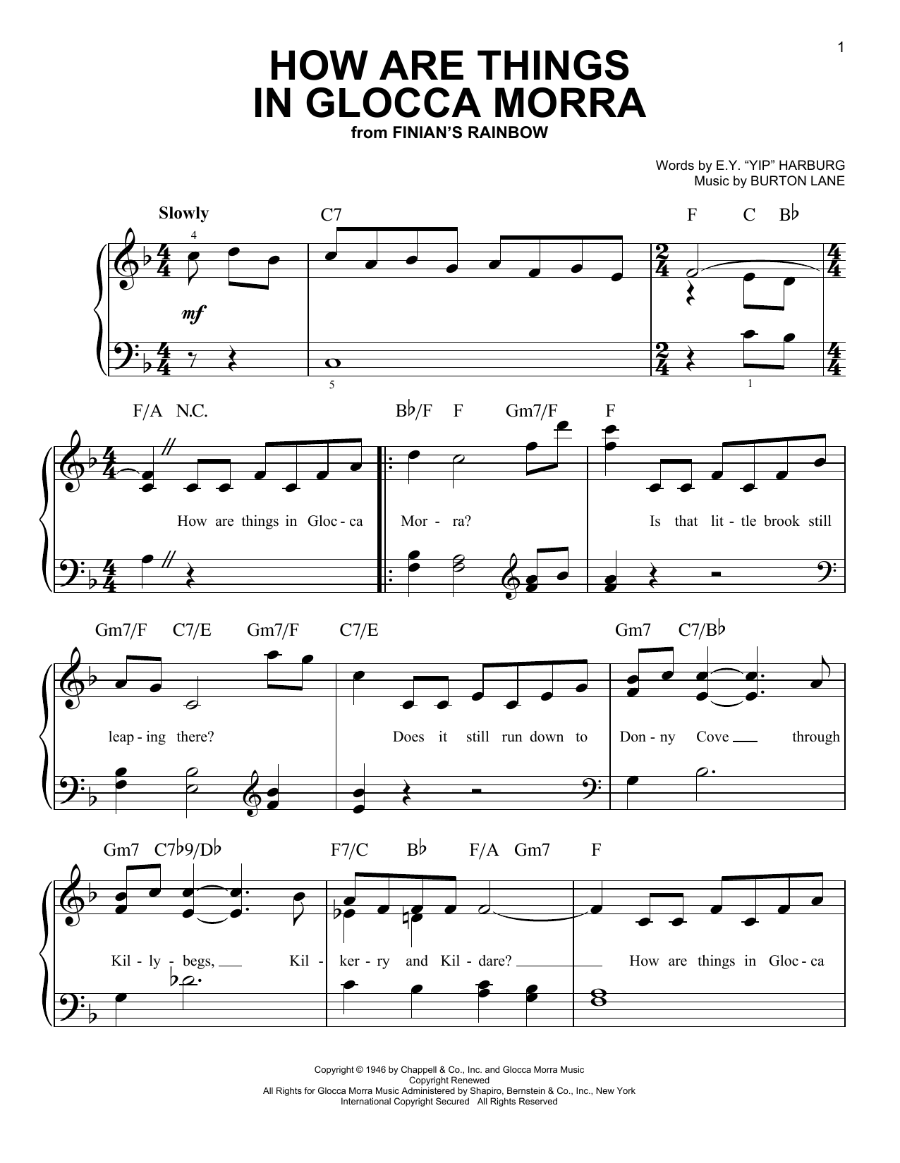 Download Burton Lane How Are Things In Glocca Morra Sheet Music and learn how to play Cello PDF digital score in minutes