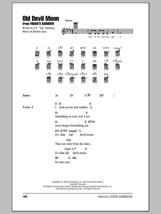 Download Burton Lane Old Devil Moon Sheet Music and learn how to play Trumpet PDF digital score in minutes