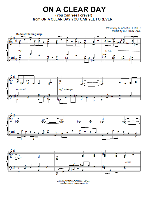 Download Burton Lane On A Clear Day (You Can See Forever) Sheet Music and learn how to play Real Book – Melody & Chords PDF digital score in minutes