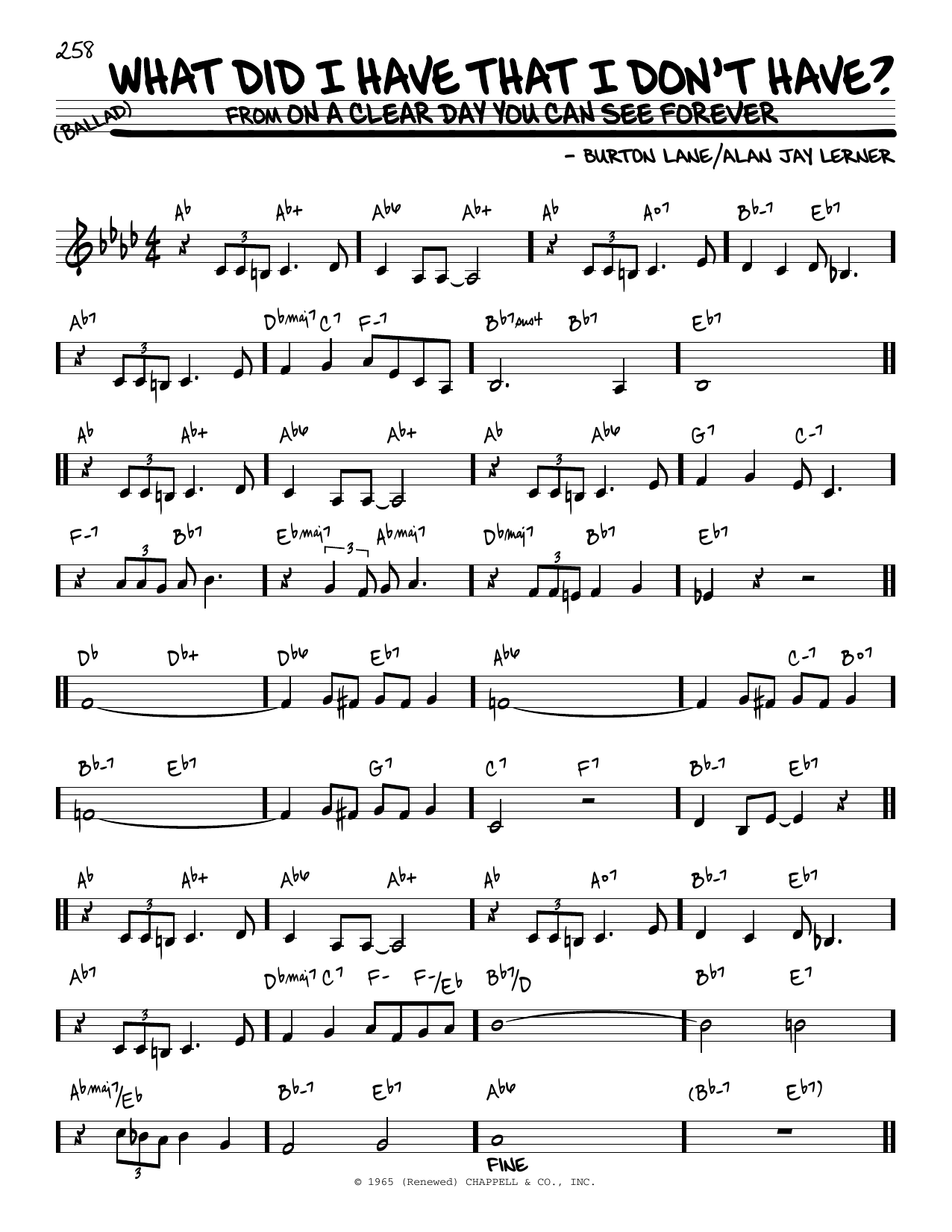 Download Burton Lane What Did I Have That I Don't Have? Sheet Music and learn how to play Real Book – Melody & Chords PDF digital score in minutes