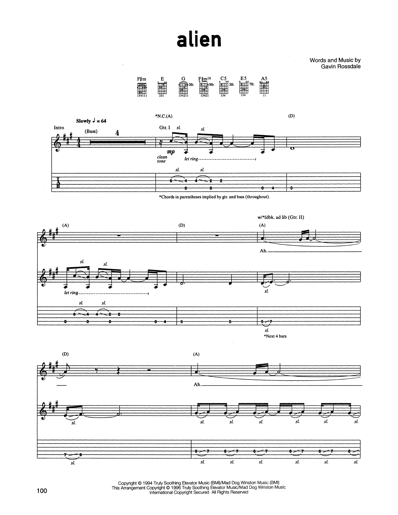 Download Bush Alien Sheet Music and learn how to play Guitar Tab PDF digital score in minutes