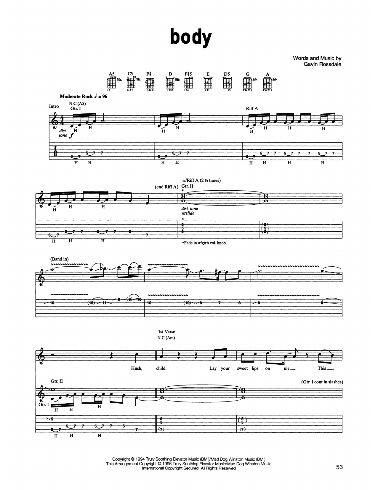 Download Bush Body Sheet Music and learn how to play Guitar Tab PDF digital score in minutes