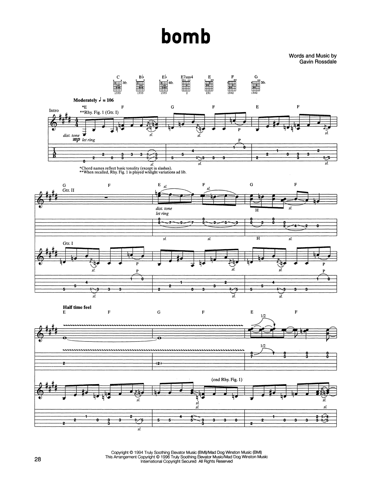 Download Bush Bomb Sheet Music and learn how to play Guitar Tab PDF digital score in minutes