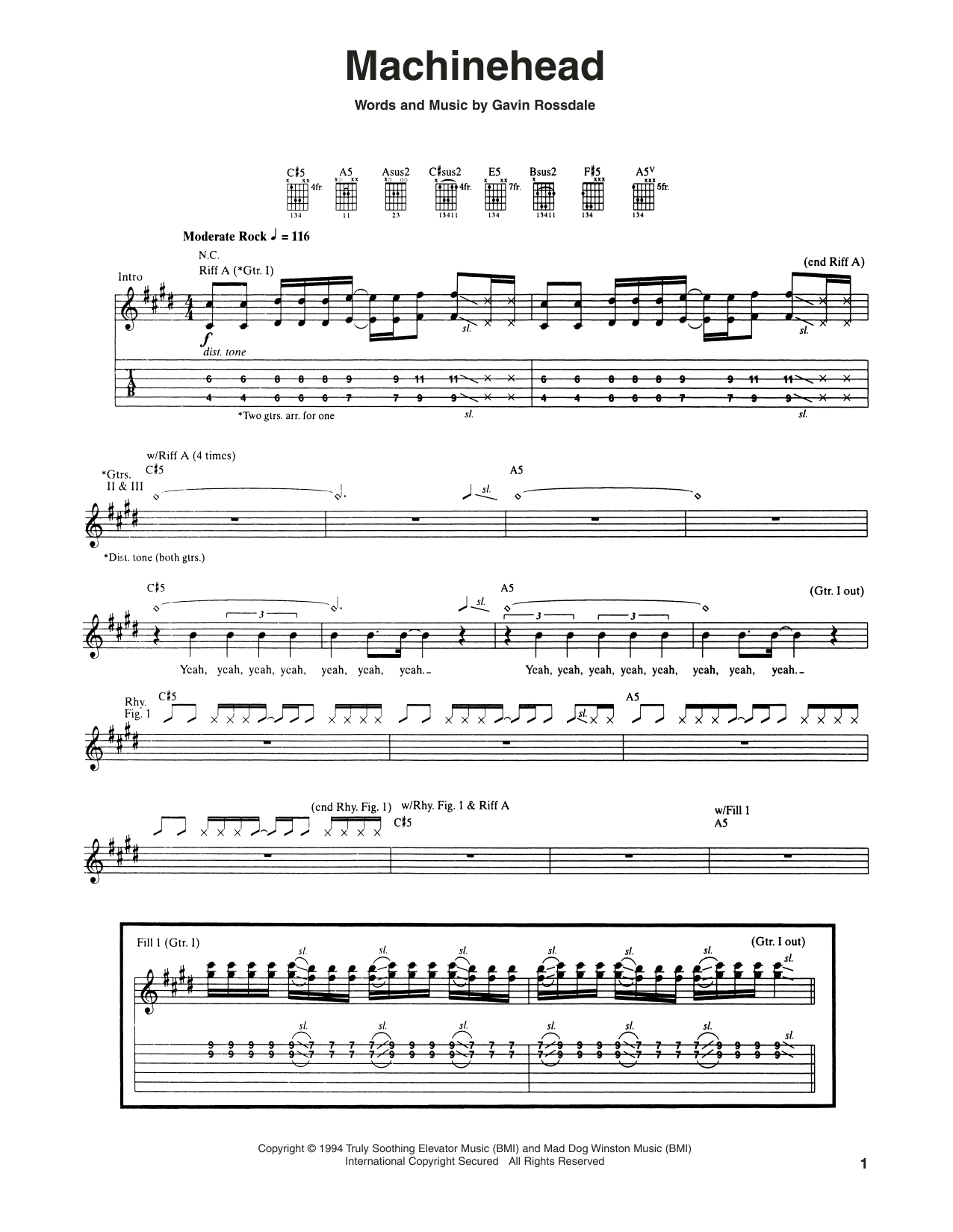 Download Bush Machinehead Sheet Music and learn how to play Guitar Tab PDF digital score in minutes