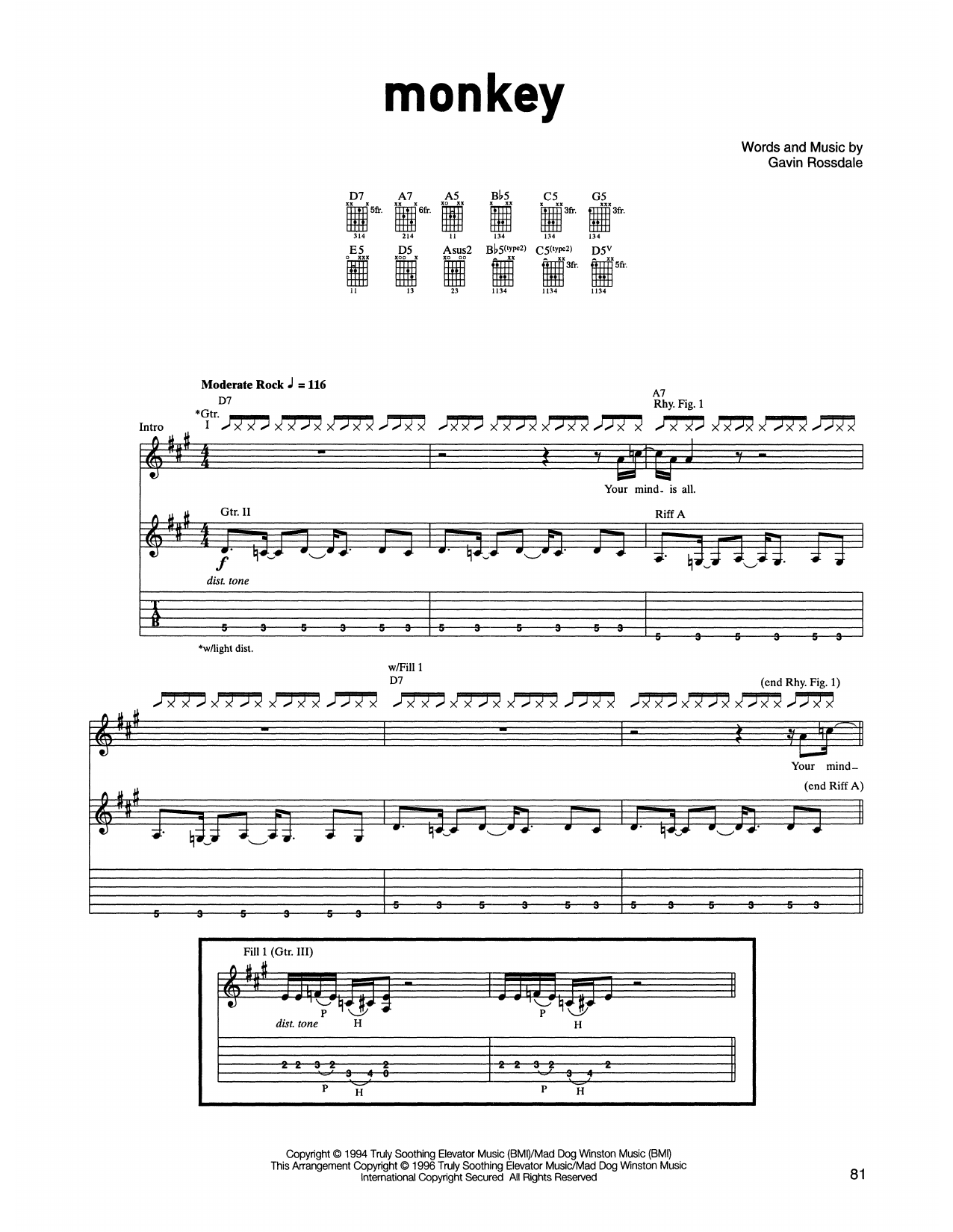 Download Bush Monkey Sheet Music and learn how to play Guitar Tab PDF digital score in minutes