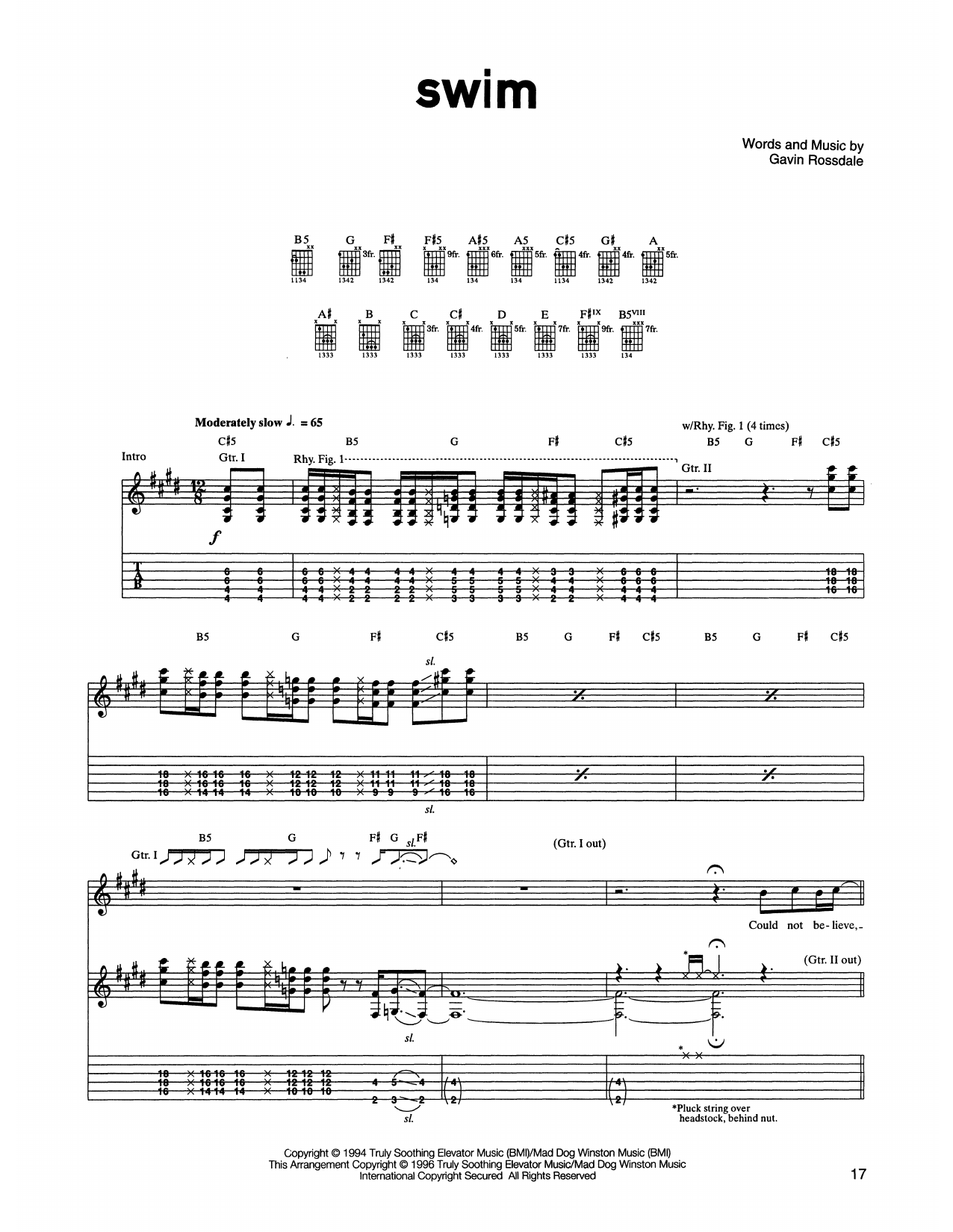 Download Bush Swim Sheet Music and learn how to play Guitar Tab PDF digital score in minutes