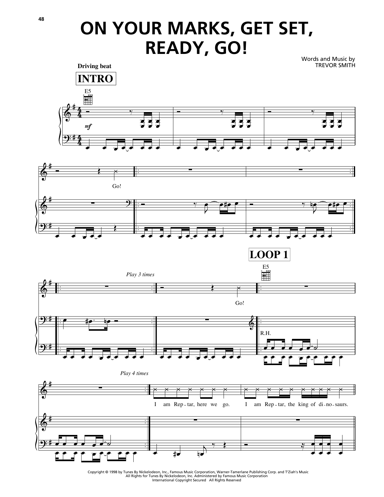 Download Busta Rhymes On Your Marks, Get Set, Ready, Go! (from The Rugrats Movie) Sheet Music and learn how to play Piano, Vocal & Guitar Chords (Right-Hand Melody) PDF digital score in minutes