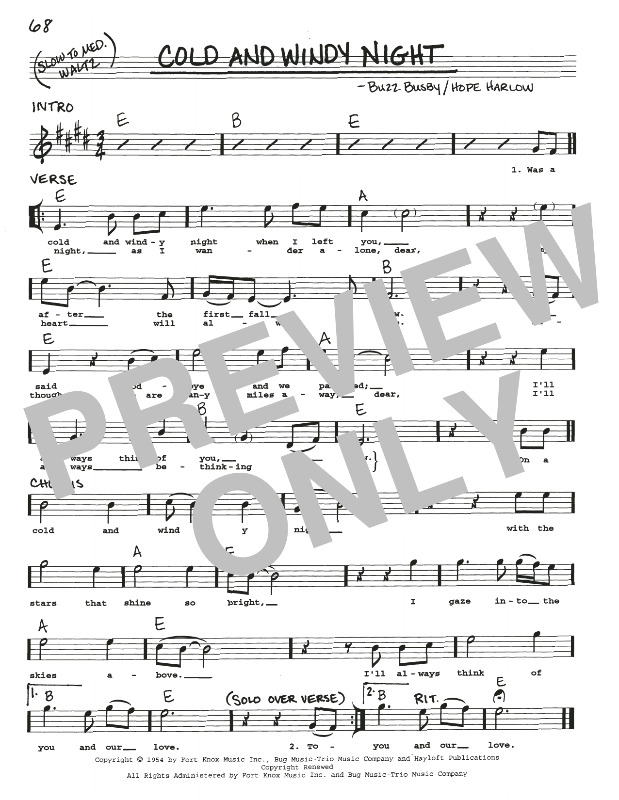 Download Buzz Busby Cold And Windy Night Sheet Music and learn how to play Real Book – Melody, Lyrics & Chords PDF digital score in minutes