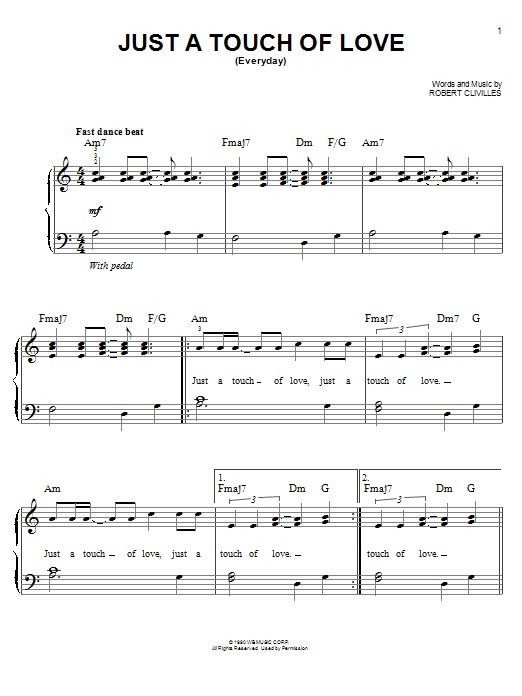 Download Robert Clivilles Just A Touch Of Love (Everyday) Sheet Music and learn how to play Easy Piano PDF digital score in minutes