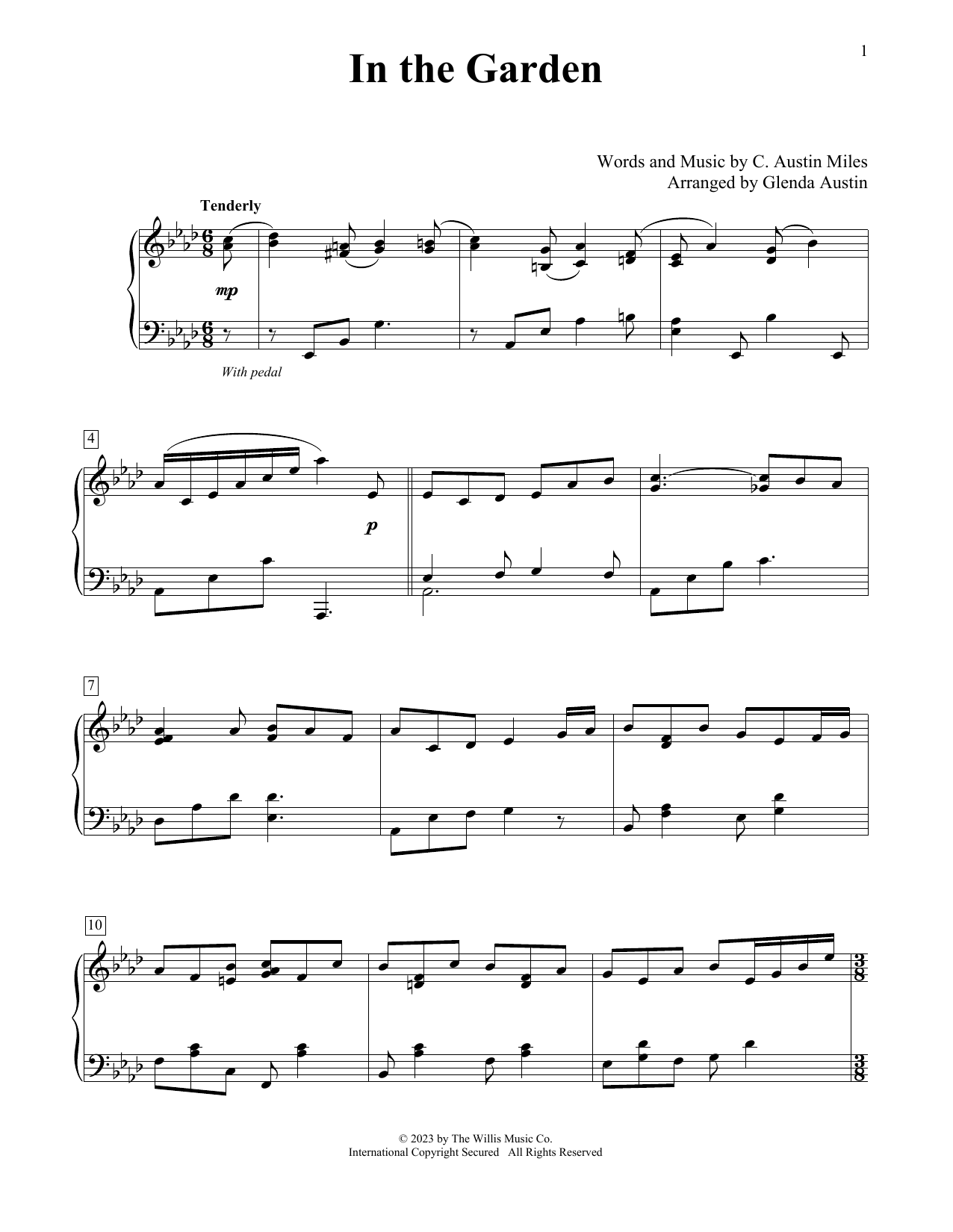 Download C. Austin Miles In The Garden (arr. Glenda Austin) Sheet Music and learn how to play Educational Piano PDF digital score in minutes