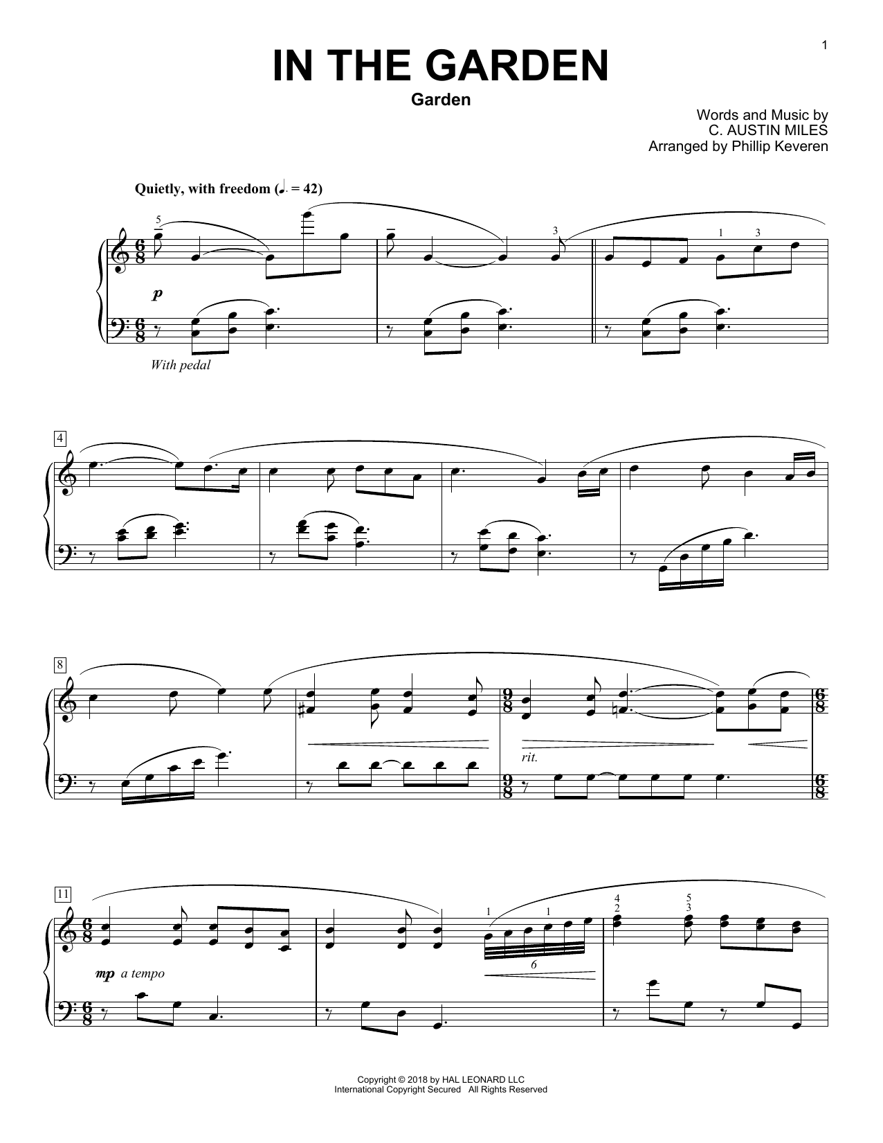 Download C. Austin Miles In The Garden [Classical version] (arr. Phillip Keveren) Sheet Music and learn how to play Piano Solo PDF digital score in minutes