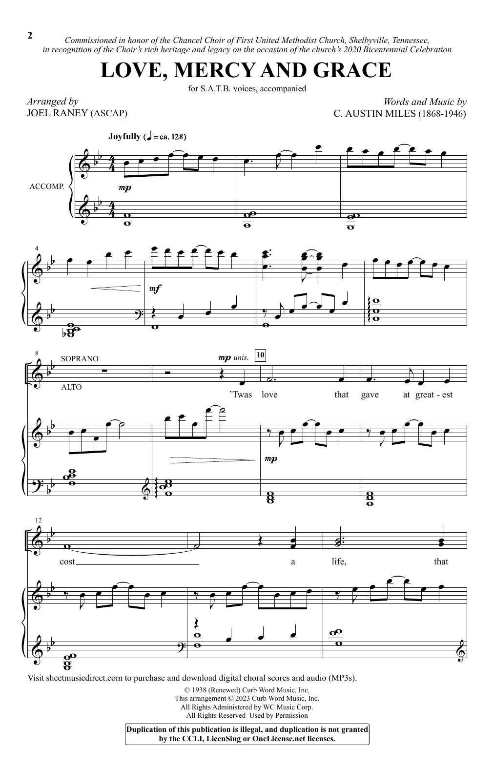 Download C. Austin Miles Love, Mercy and Grace (arr. Joel Raney) Sheet Music and learn how to play SATB Choir PDF digital score in minutes