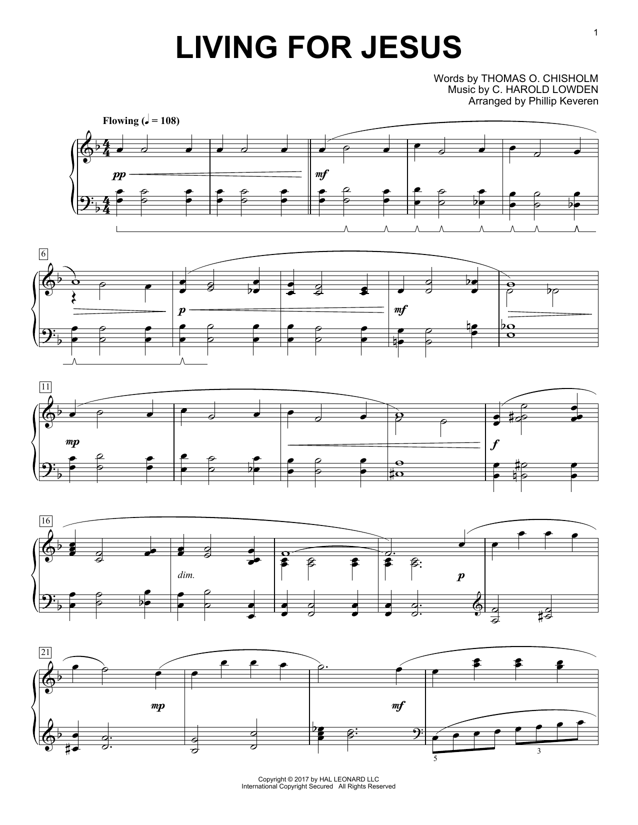 Download Phillip Keveren Living For Jesus Sheet Music and learn how to play Piano PDF digital score in minutes