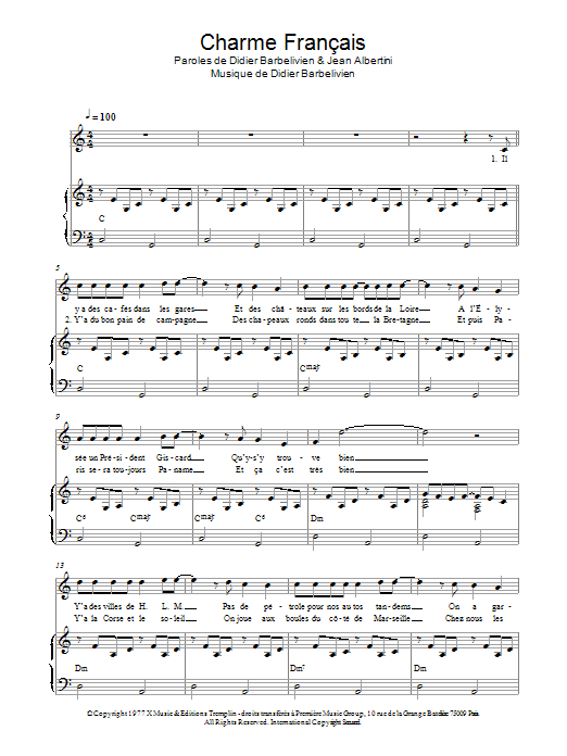 Download C. Jerome Charme Francais Sheet Music and learn how to play Piano & Vocal PDF digital score in minutes