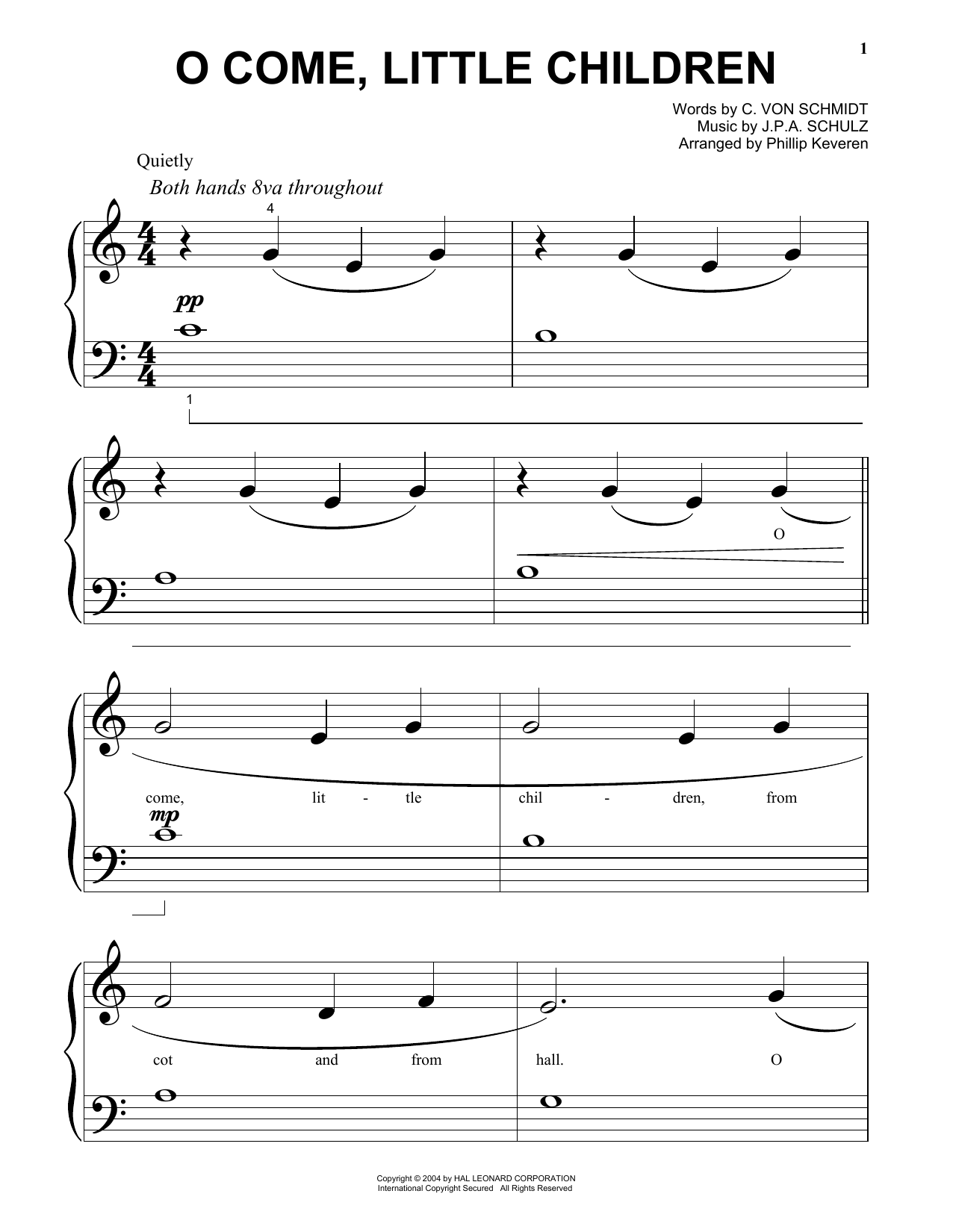 Download C. von Schmidt O Come, Little Children Sheet Music and learn how to play Piano (Big Notes) PDF digital score in minutes