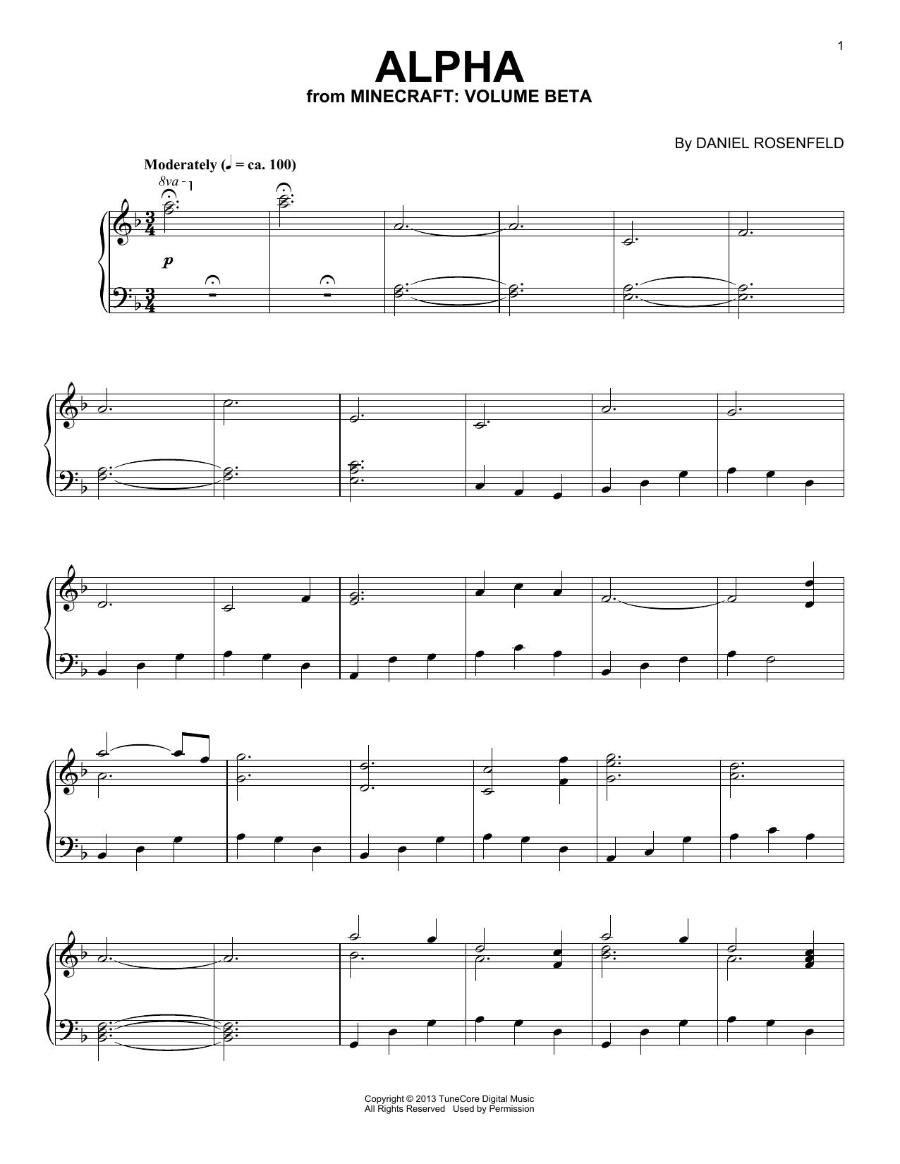 C Alpha From Minecraft Sheet Music Notes Download Printable Pdf Score