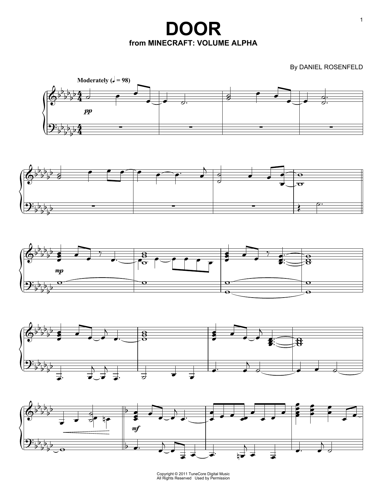 Download C418 Door (from Minecraft) Sheet Music and learn how to play Cello Solo PDF digital score in minutes