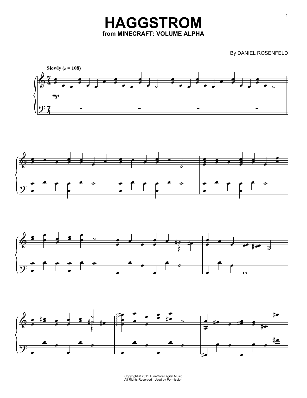 Download C418 Haggstrom (from Minecraft) Sheet Music and learn how to play French Horn Solo PDF digital score in minutes