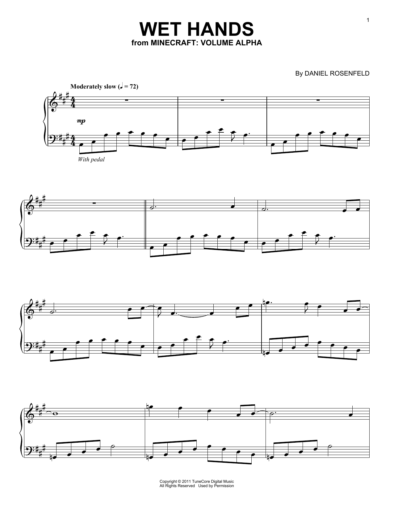 Download C418 Wet Hands (from Minecraft) Sheet Music and learn how to play Piano Solo PDF digital score in minutes