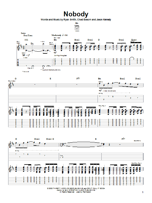 Download Cadet Nobody Sheet Music and learn how to play Guitar Tab PDF digital score in minutes