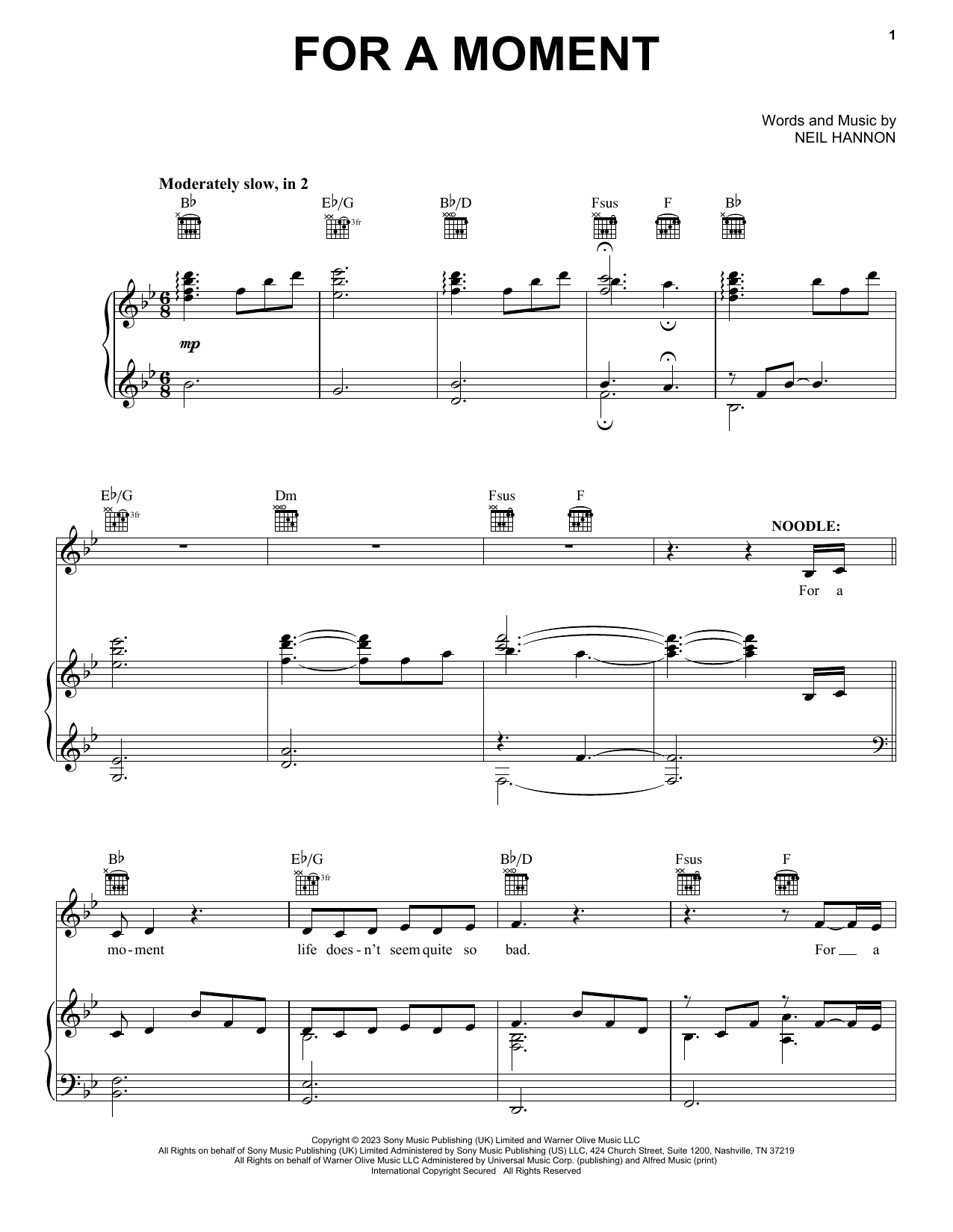 Download Calah Lane & Timothée Chalamet For A Moment (from Wonka) Sheet Music and learn how to play Piano, Vocal & Guitar Chords (Right-Hand Melody) PDF digital score in minutes