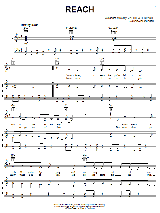 Download Caleigh Peters Reach Sheet Music and learn how to play Piano, Vocal & Guitar (Right-Hand Melody) PDF digital score in minutes