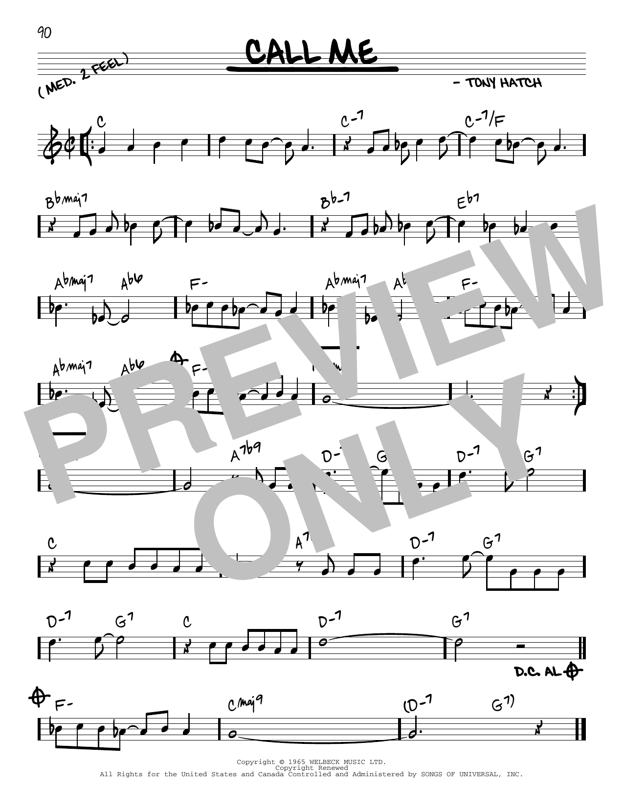 Download California Chris Montez Call Me Sheet Music and learn how to play Real Book – Melody & Chords PDF digital score in minutes