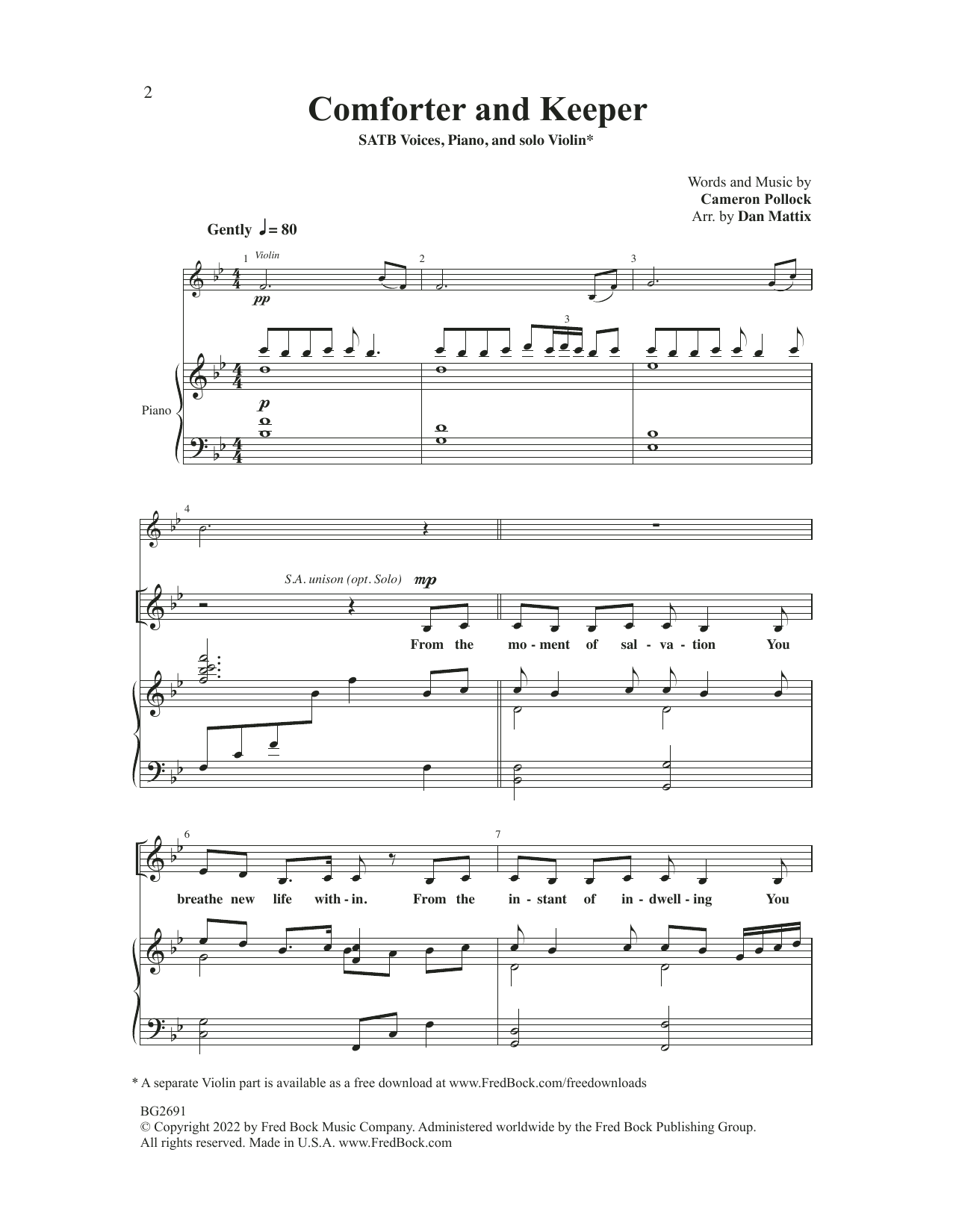 Download Cameron Pollock Comforter And Keeper (arr. Dan Mattix) Sheet Music and learn how to play SATB Choir PDF digital score in minutes