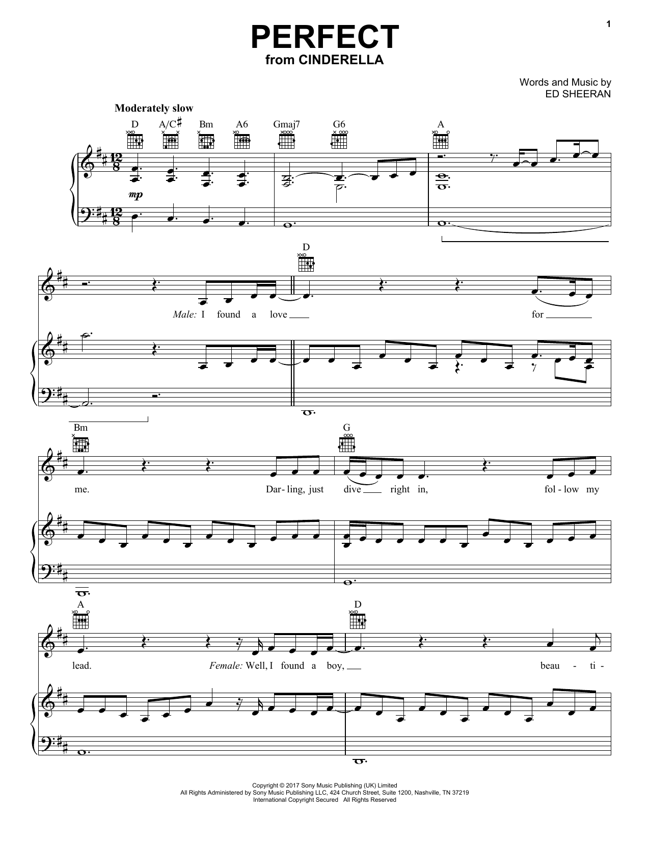 Download Camila Cabello and Nicholas Galitzine Perfect (from the Amazon Original Movie Cinderella) Sheet Music and learn how to play Piano, Vocal & Guitar Chords (Right-Hand Melody) PDF digital score in minutes