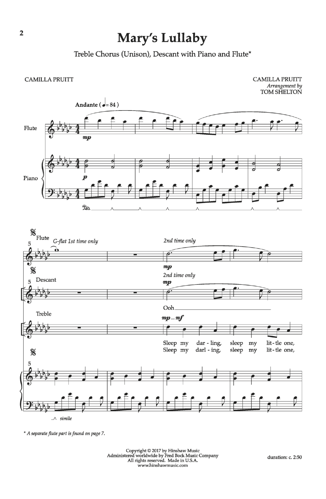 Download Camilla Pruitt Mary's Lullaby Sheet Music and learn how to play Choral PDF digital score in minutes
