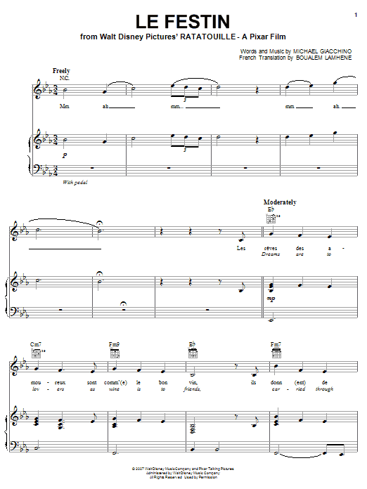 Download Camille Le Festin (from Ratatouille) Sheet Music and learn how to play Piano, Vocal & Guitar (Right-Hand Melody) PDF digital score in minutes