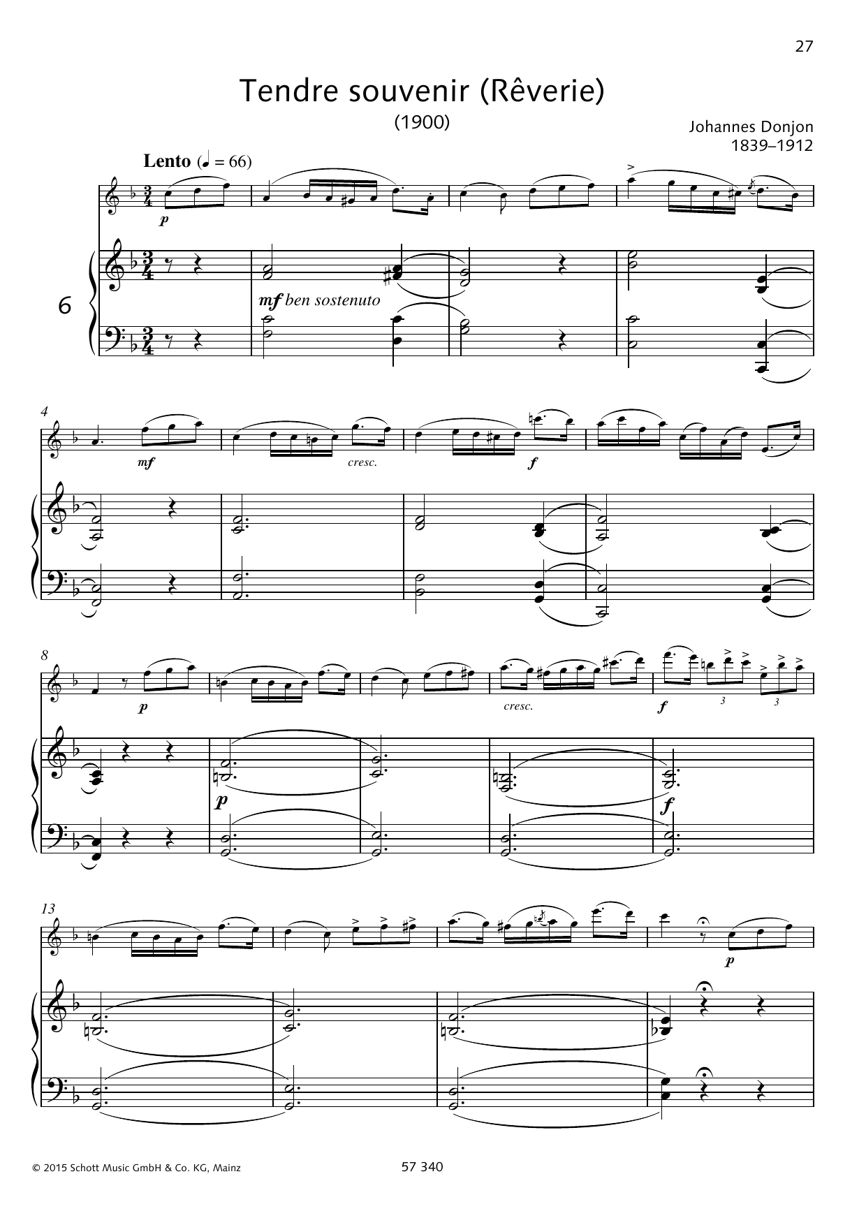 Download Camille Saint-Saëns Tendre souvenir Sheet Music and learn how to play Woodwind Solo PDF digital score in minutes