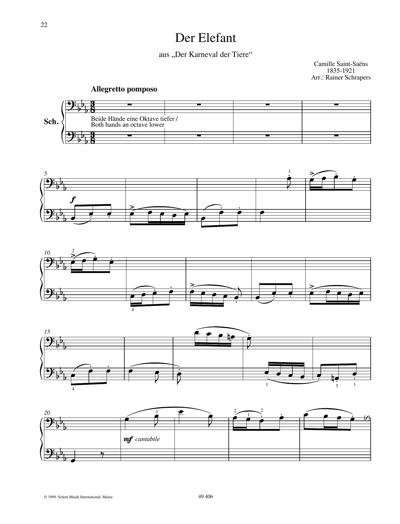 Download Camille Saint-Saens The Elephant Sheet Music and learn how to play Bassoon Solo PDF digital score in minutes