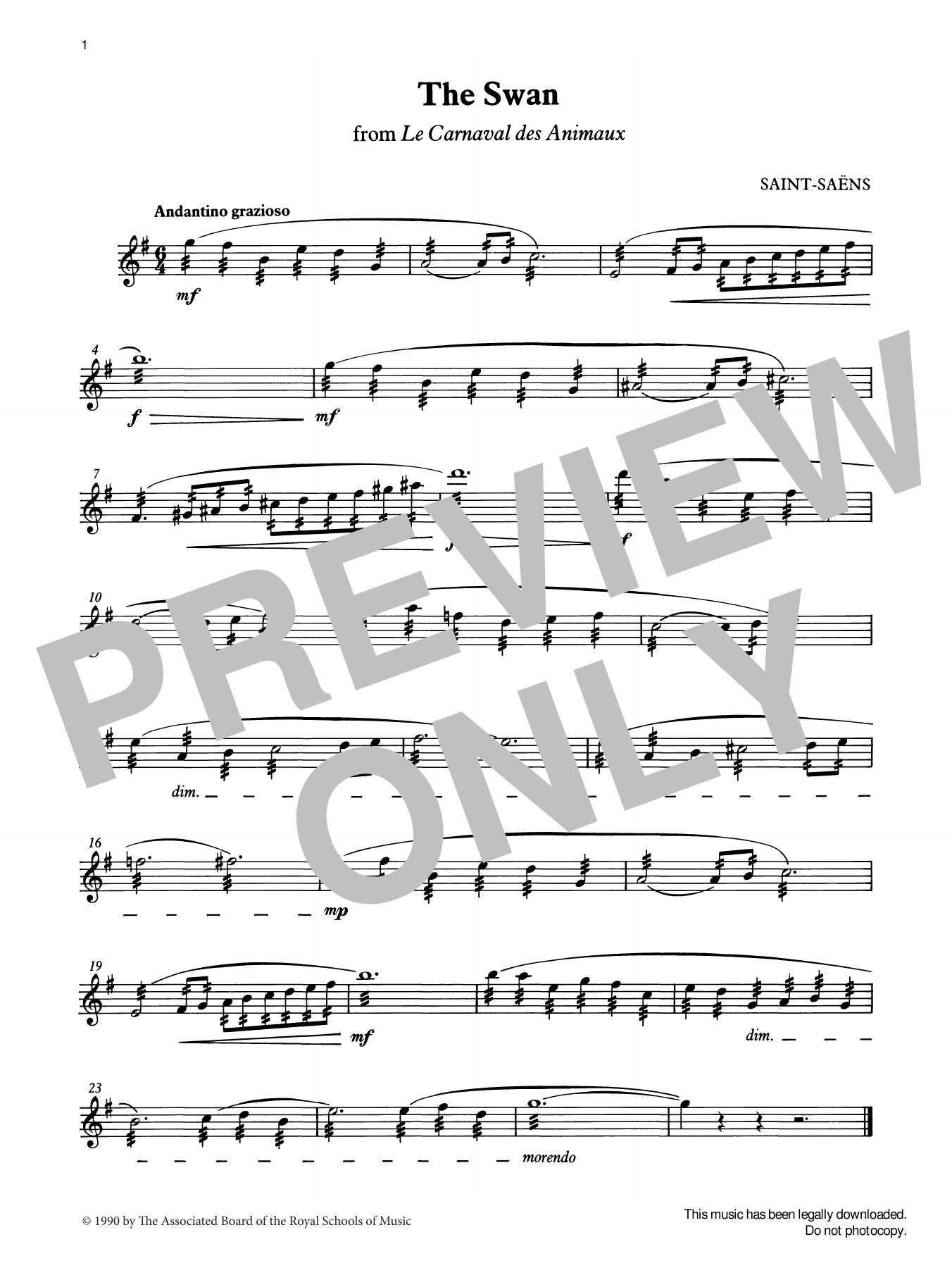 Download Camille Saint-Saens The Swan from Graded Music for Tuned Percussion, Book III Sheet Music and learn how to play Percussion Solo PDF digital score in minutes