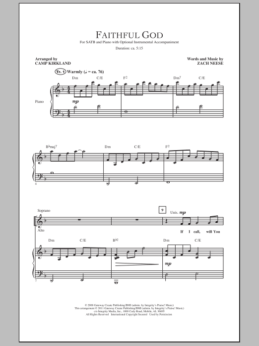 Download Camp Kirkland Faithful God Sheet Music and learn how to play SATB PDF digital score in minutes