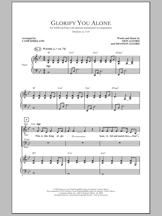 Download Camp Kirkland Glorify You Alone Sheet Music and learn how to play SATB PDF digital score in minutes