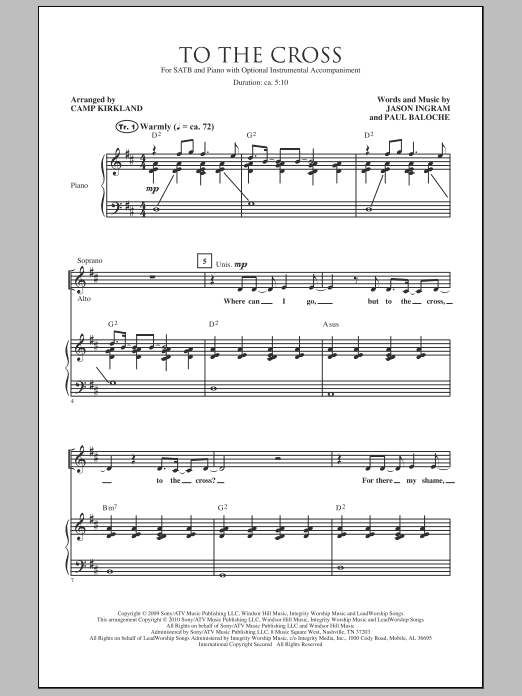 Download Camp Kirkland To The Cross Sheet Music and learn how to play SATB Choir PDF digital score in minutes