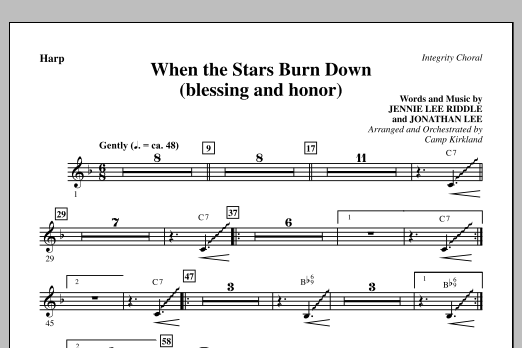 Download Camp Kirkland When The Stars Burn Down (Blessing And Honor) - Harp Sheet Music and learn how to play Choir Instrumental Pak PDF digital score in minutes